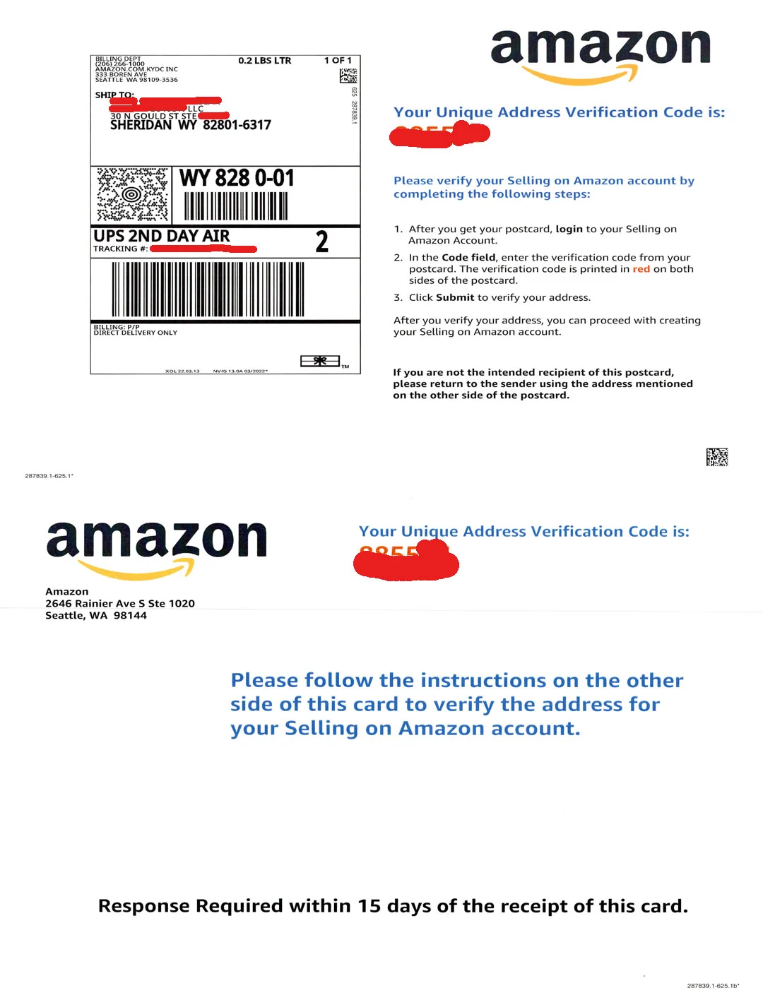 amazon adres doğrulama kodu posta kartı