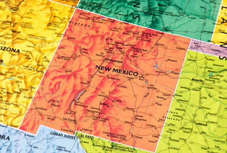 bir abd haritası NEW Mexico eyaletini gösteriyor