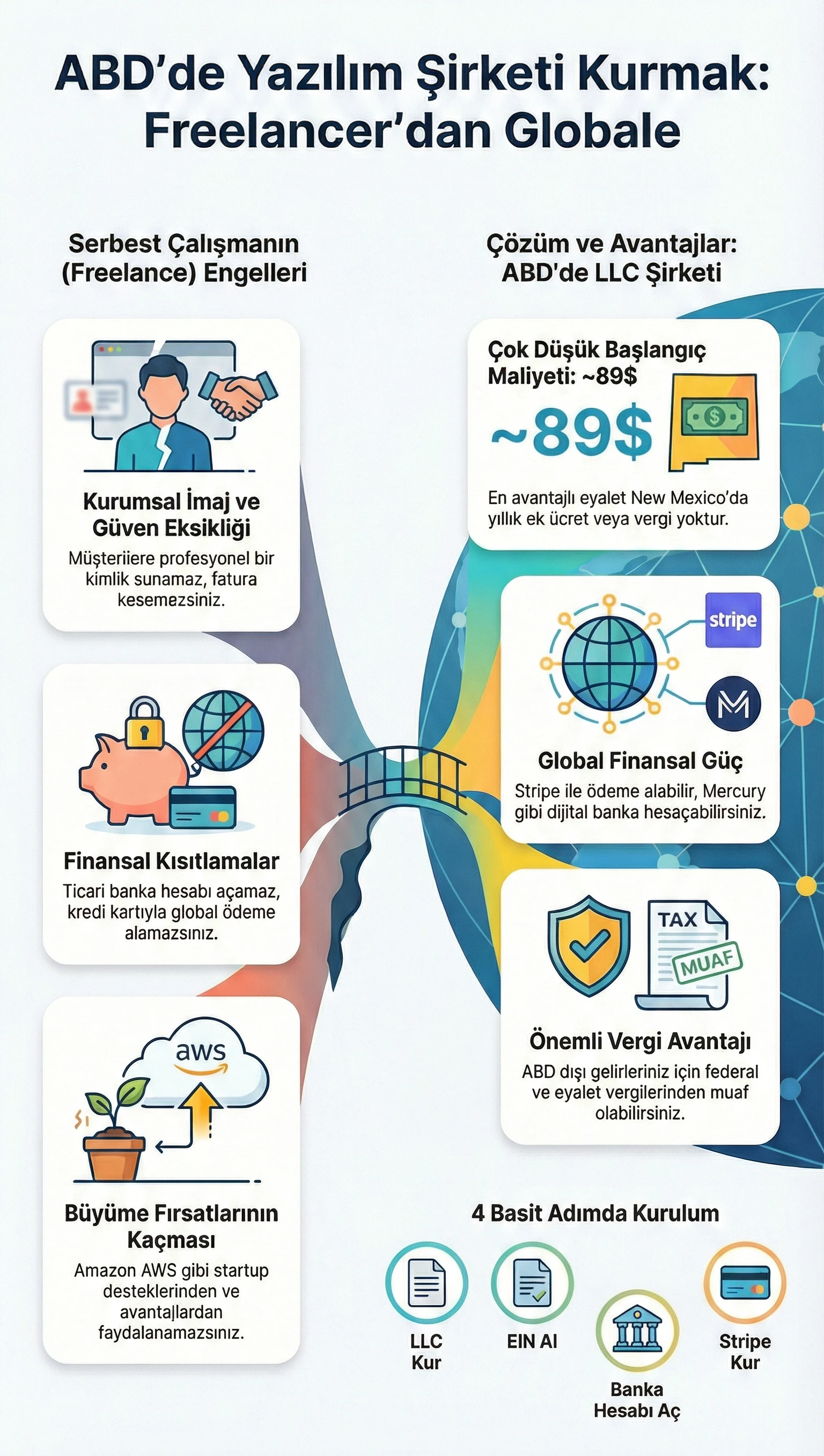 Amerika'da Yazılım Şirketi Kurmak  ile ilgili çok fazla metin barındıran bir infografik