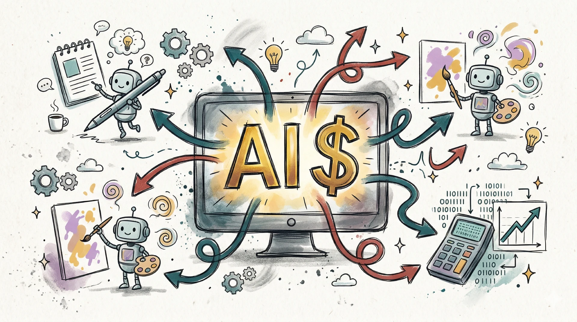 Yapay zeka ile 2026 da evden para kazanma yollerını betimleyen bir görsel