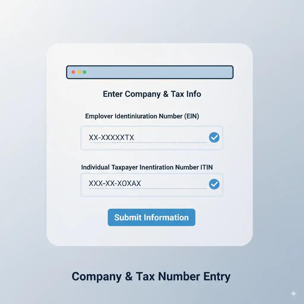 EIN ve ITIN numaralarının girilmesini temsil eden bir form illüstrasyonu