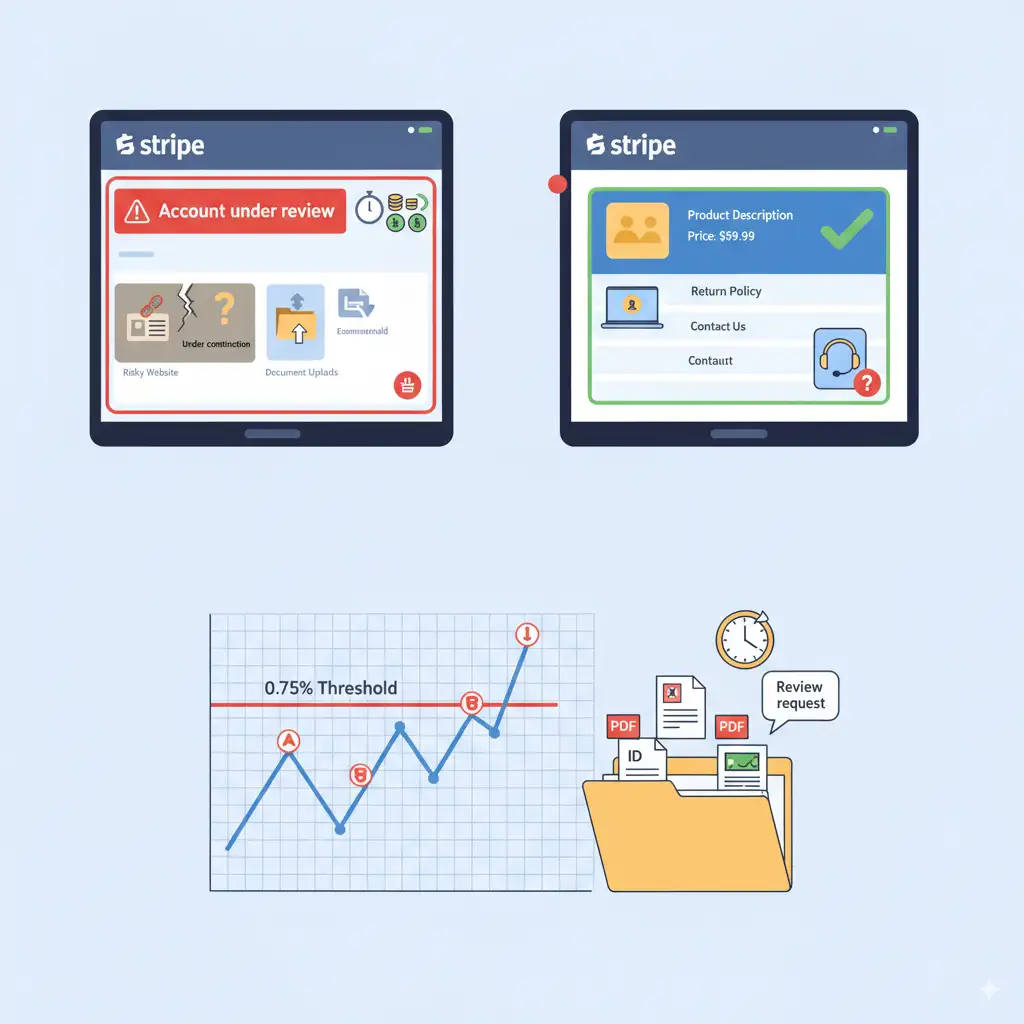 Stripe Hesabının askıya alındığını gösteren görsel